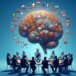 a visual representation of an AI thoughtfully considering how to interact with diverse cultures